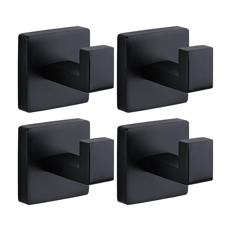 Robe Hook Adhesive - Porte-serviettes mural noir mat en acier
