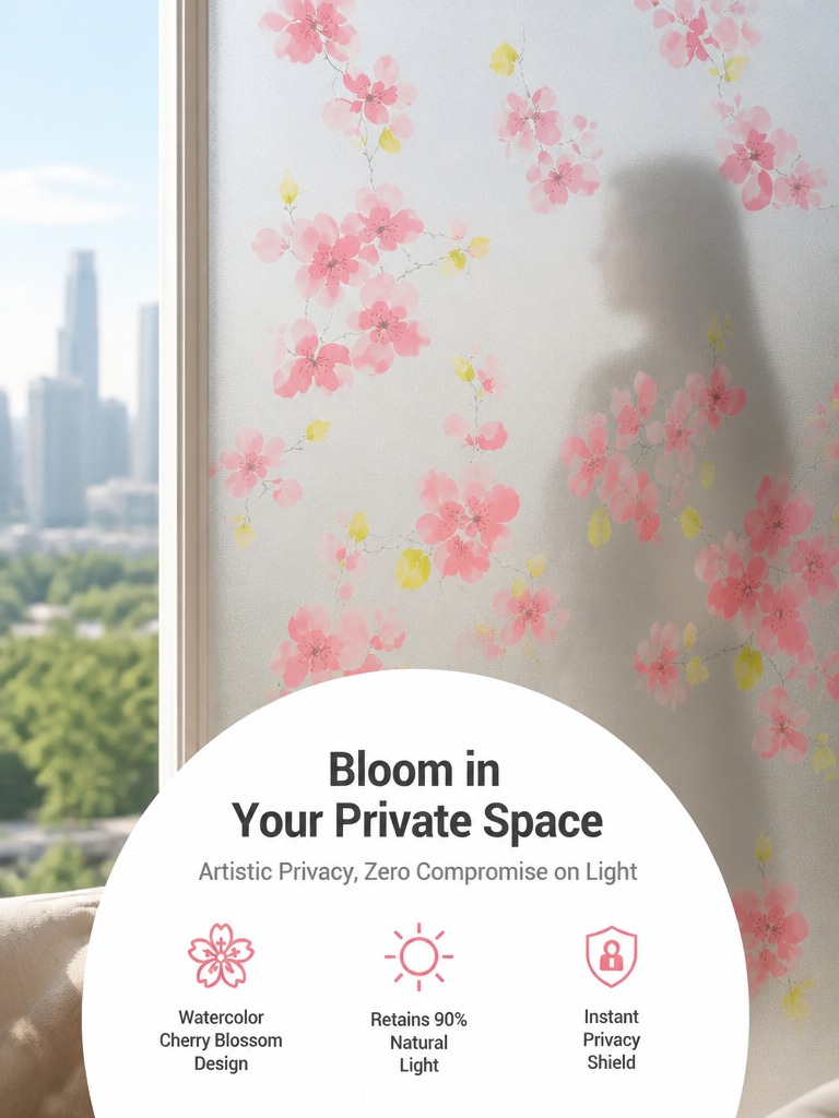Home Office Bathroom - Film de fenêtre givré translucide pour