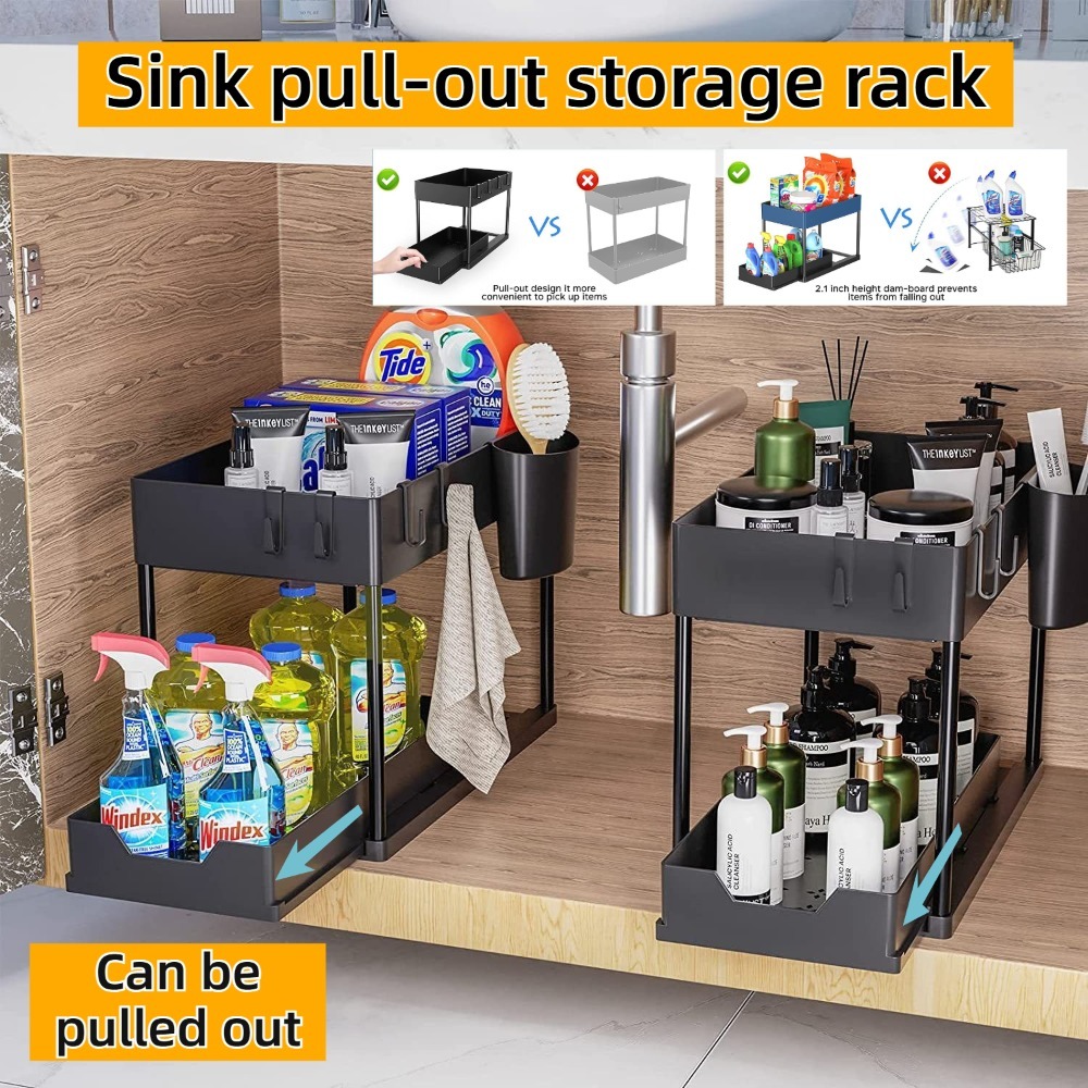 Home Depot Bathroom Sink - Organisateur coulissant à 2 niveaux sous