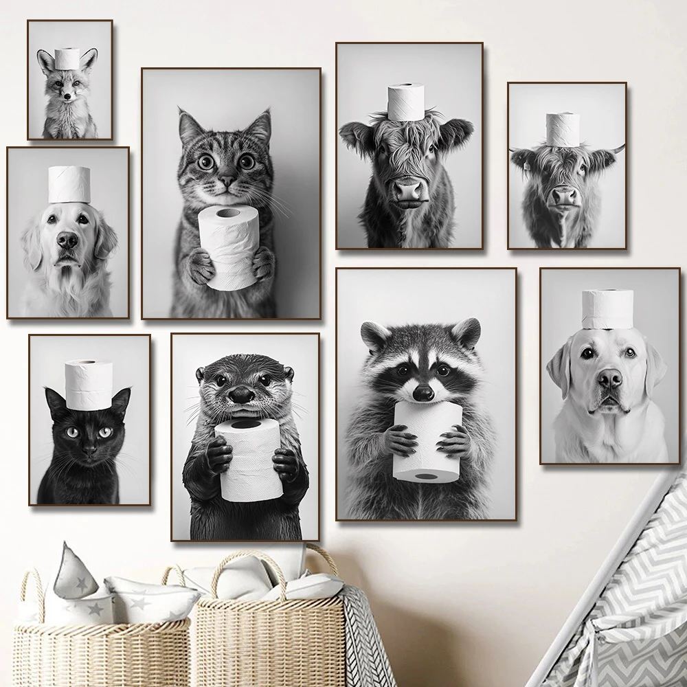 Home Bathroom Pictures - Affiche sur toile avec vache des