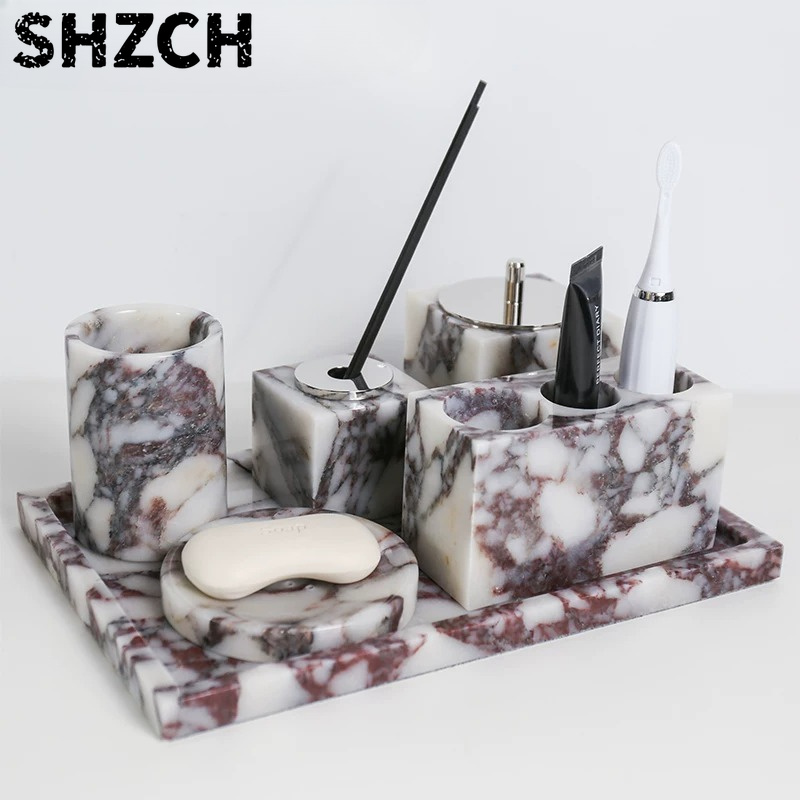 Bath Caddy Tray - Plateau de luxe en marbre naturel,