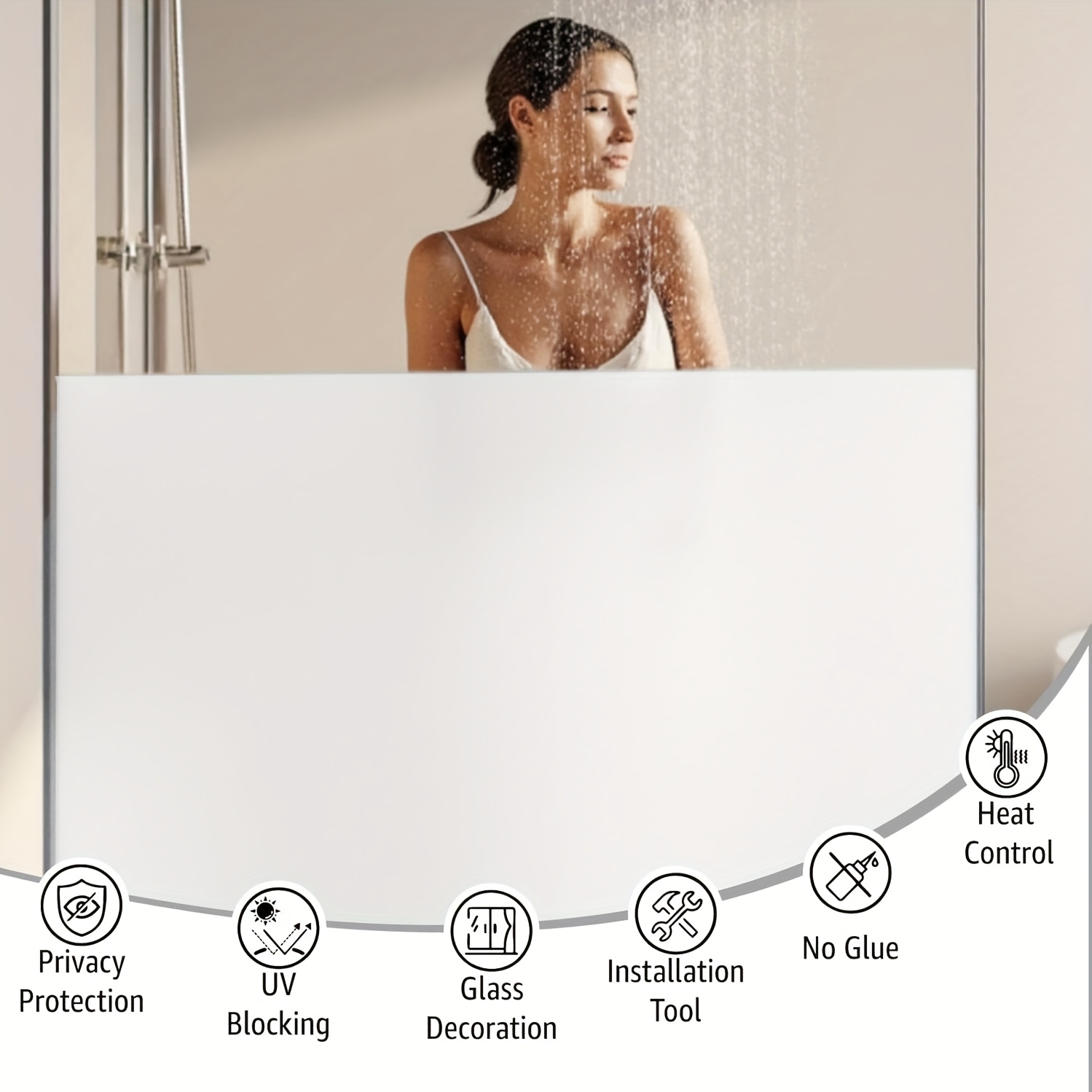 Home Design Bathroom - Film de fenêtre givré blanc pour