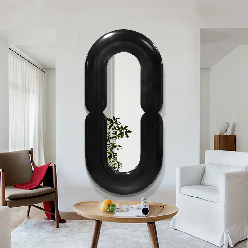 Home Goods Bathroom Mirrors - Miroir mural ovale noir suspendu Funky