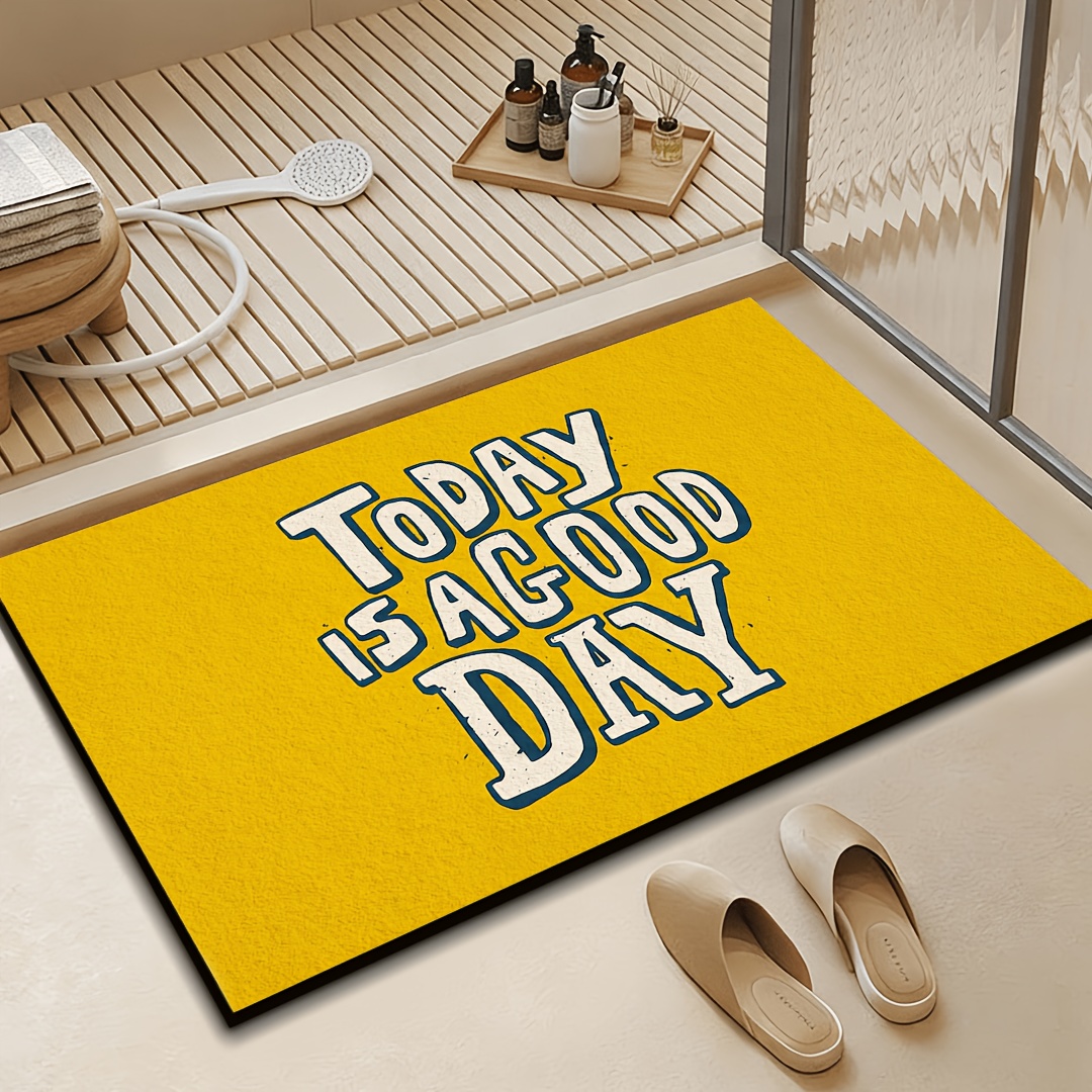 Home Goods Bathroom Rugs - Tapis de porte jaune avec citation