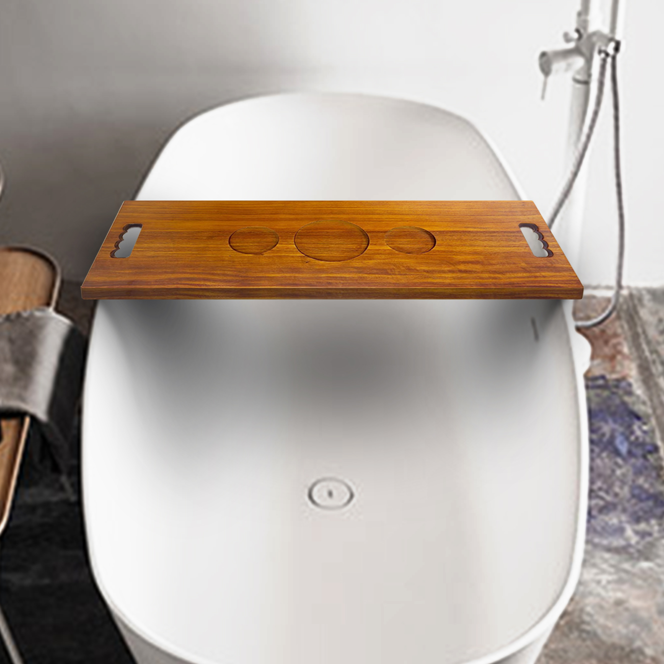 Plateau de bain en bois massif - Bath Caddy Tray avis et prix